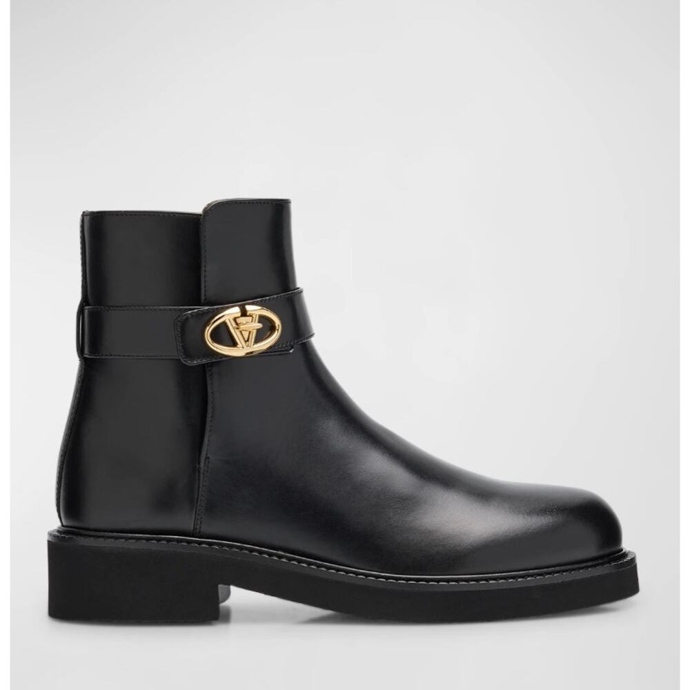 Valentino Garavani VLogo Locker Leather Ankle Boots Black 37